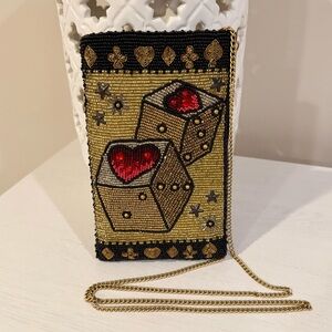 Mary Frances Lucky Dice Beaded Crossbody Clutch